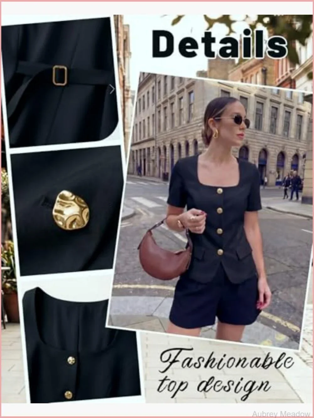 Short Sleeve Square Neck Blazer with Pockets Dressy Casual Work Jacket